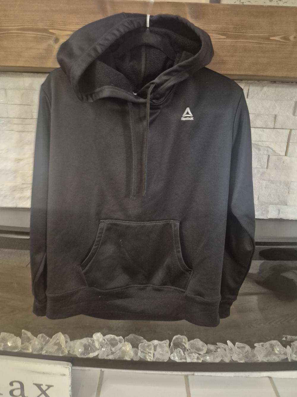Reebok Men’s Black Pullover Hoodie with Logo